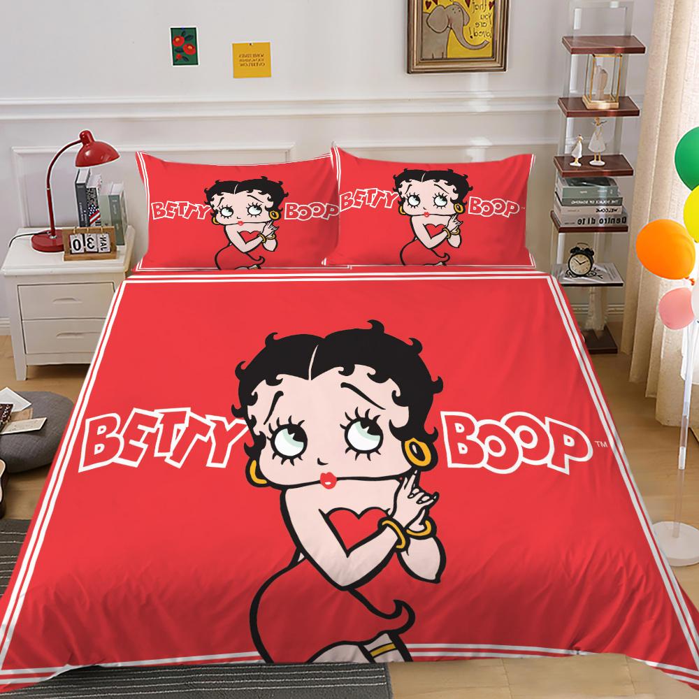 Bedding Set Cover Lovely 3D Betty Boop Printing Girl Double Size Home Textiles Comforter Cover Set