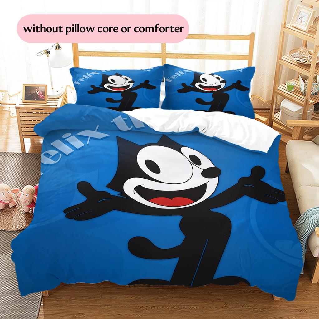 Felix the Cat  Pattern Bedding Quilt Set  Home Decoration  Gift (1 * duvet cover + 2 * pillowcase  without core)