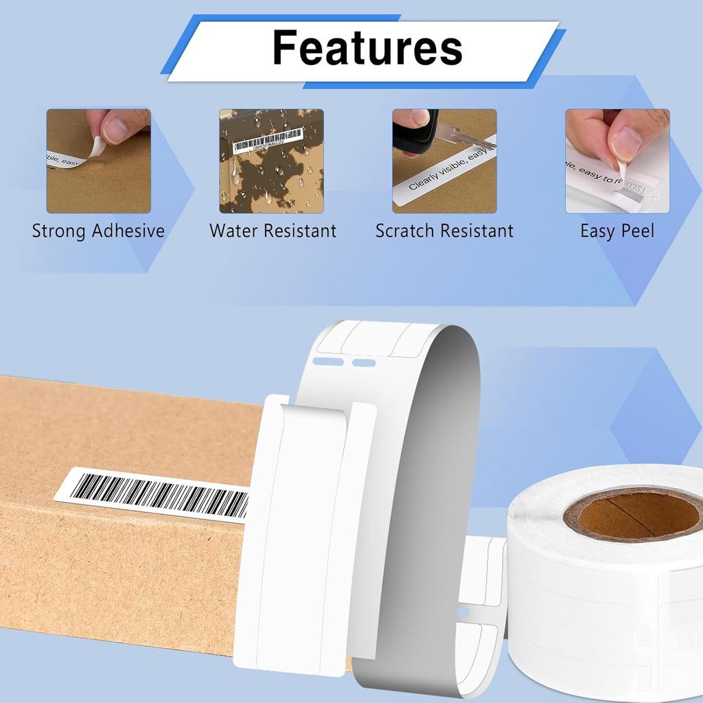 GREENCYCLE 5 Roll File Folder Labels Compatible for Dymo 30327 9/16" x 3-7/16" LW 1-Up White Paper Labels for LabelWriter 450 Duo, 4XL, 400 Printers,