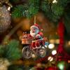 Christmas Ornament 2D Santa Riding Bike Festive Holiday Christmas Tree Hanging 2D Flat Santa Decor Collectible Christmas Gift