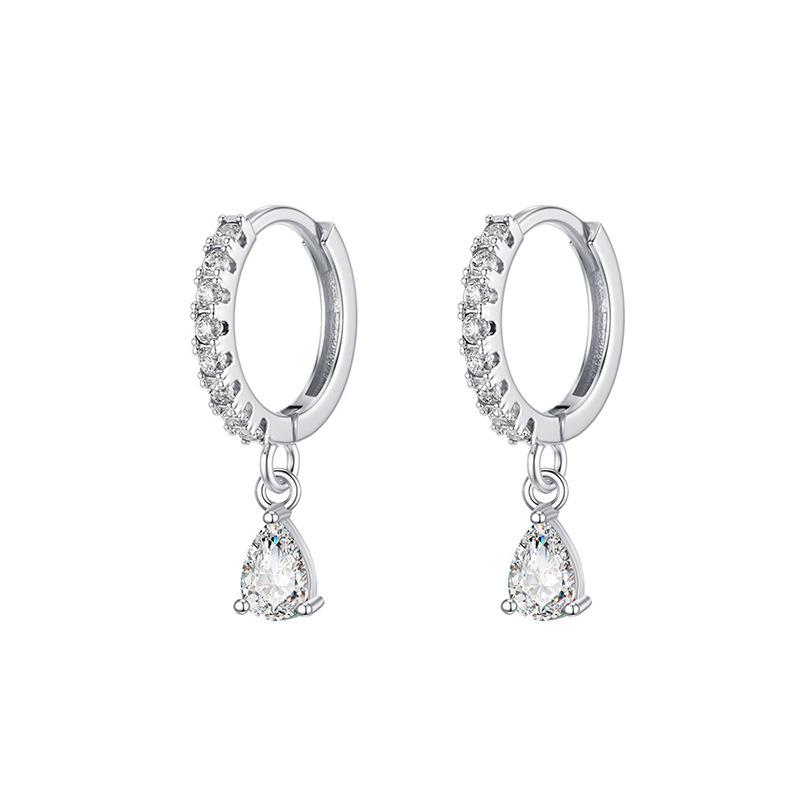 Rainbow Colored Zircon Ear Buckle Set, Love Water Drop Pendant, Small Earrings, Light Luxury and Exquisite Stacked Women's Earrings.