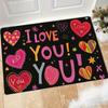 0.47inch Thick Flannel 'I Love You' Valentine's Day Decorative Mat – Colorful Hand-Painted Heart Design, Absorbent & Non-Slip, P