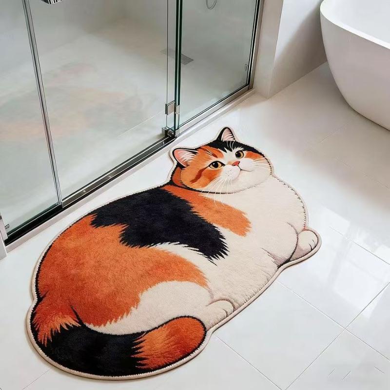Quick Drying Cat Shaped Diatomite Bath Mat Ensures Non Slip Stability