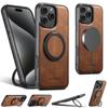 Кожаный чехол для iPhone17/Samsung S25 с магнитной вращающейся на 360° подставкой и совместимостью с беспроводной зарядкой