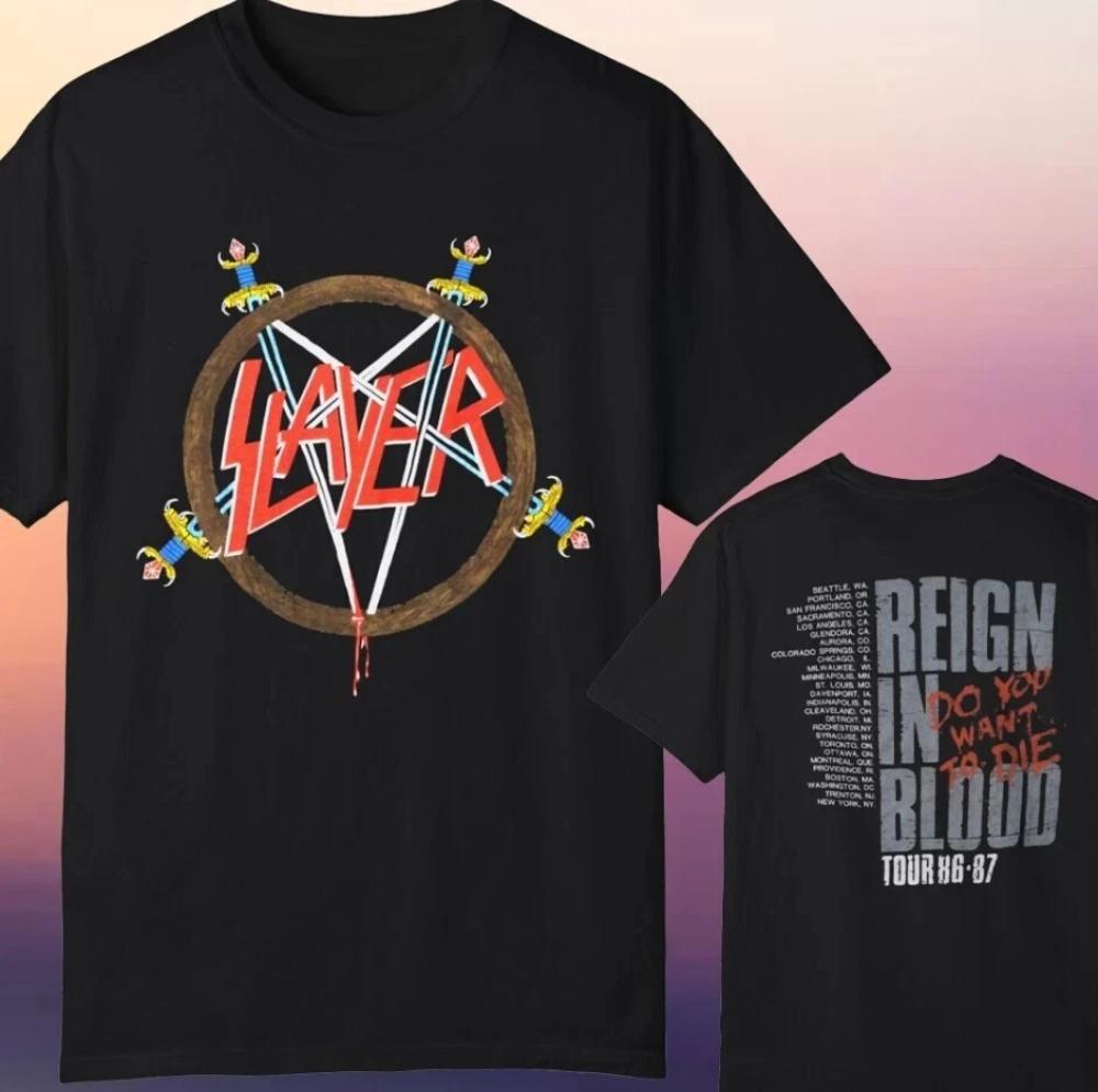 Винтажная футболка Slayer Reign In Blood Tour 86-97 80-х годов, Размеры S-4XL - Повседневные и удобные футболки с принтом для мужчин и женщин