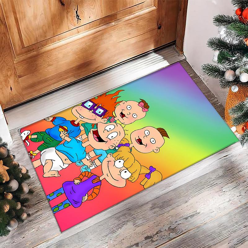 rugrats Printed Crystal Velvet Area Rug, Soft Anti-Slip Water Absorbent Floor Mat for Living Room Bedroom