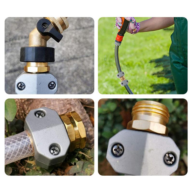 1Set Zinc Aluminum 5/8-3/4 Inch Garden Hose Connector Water Pipe Repairer Male Female Connector Set With Sealing Rings