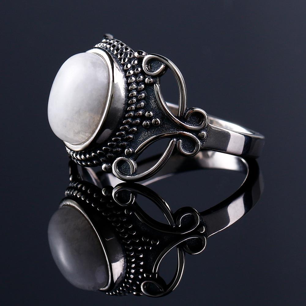 Винтажные этнические кольца женские серебряные изысканные украшения из натурального лунного камня