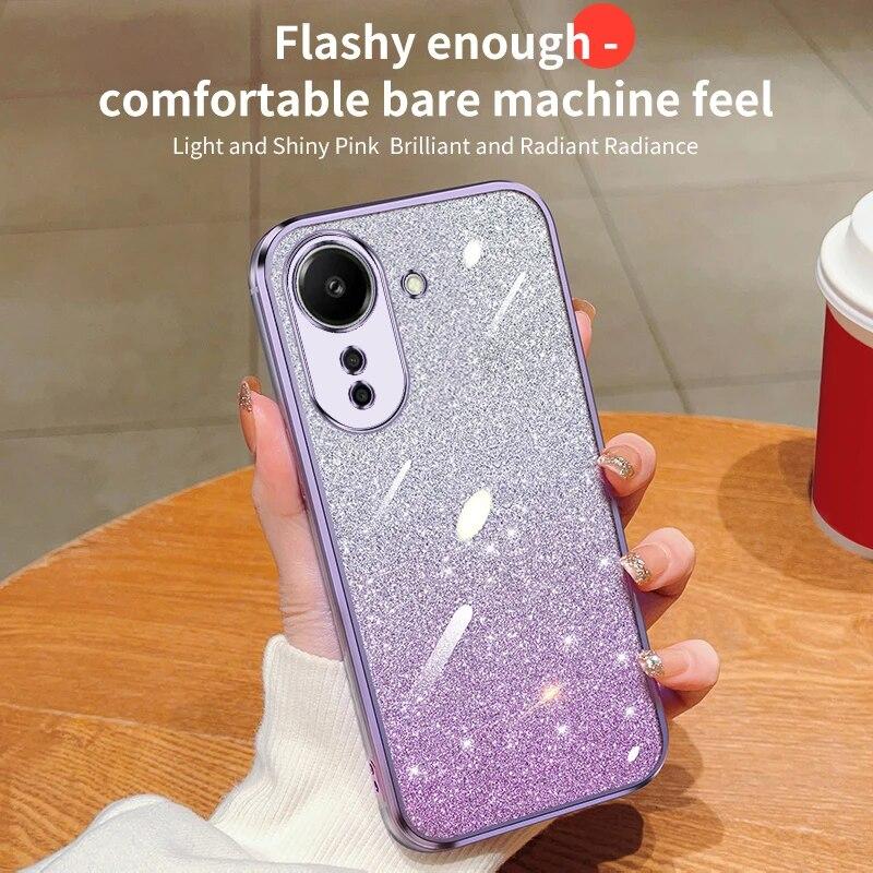 Fashion Plating Gradient Glitter Case For Xiaomi Mi 14 13 Pro 12 11 Lite 11T Redmi Note 12 Pro 12S 11 11S Silicone Back Cover