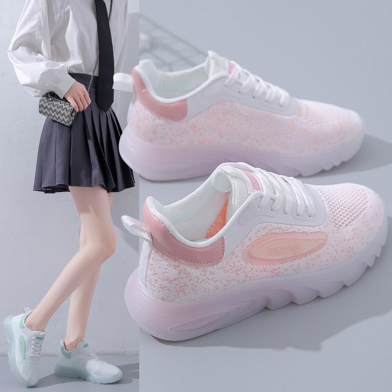 Мода Популярные универсальные повседневные спортивные светящиеся кроссовки для женщин с летающим плетением модные женские изысканные повседневные кроссовки для женщин