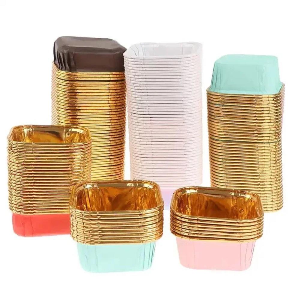 50 шт. 6,5x3,5 см квадратная форма для кексов из шифона, устойчивая к маслу, бумажная форма для выпечки кексов