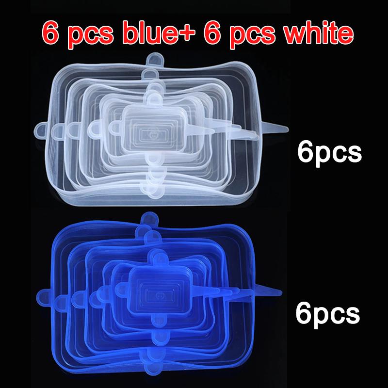 6/12 шт./лот силиконовые эластичные крышки универсальные конические кастрюли миски пищевая пленка герметичная крышка для кухонной посуды