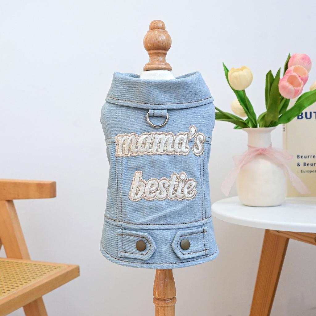 Pet Clothes Dog Cat Clothing Clothing Handsome Cute Rock Handsome Denim Collection Directly from the Manufacturer