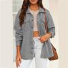 Женская мода повседневная однотонная куртка с лацканами и свободными одинарными пуговицами с длинными рукавами