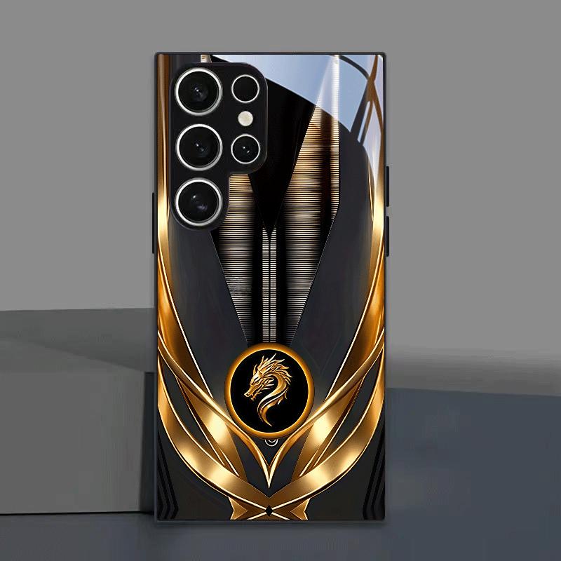 Стеклянный чехол для телефона Black Gold Technology Longzi Tu подходит для Samsung Galaxy S26 S25 S24 S22 S21 S20 FE/Ultra/Plus противоударный