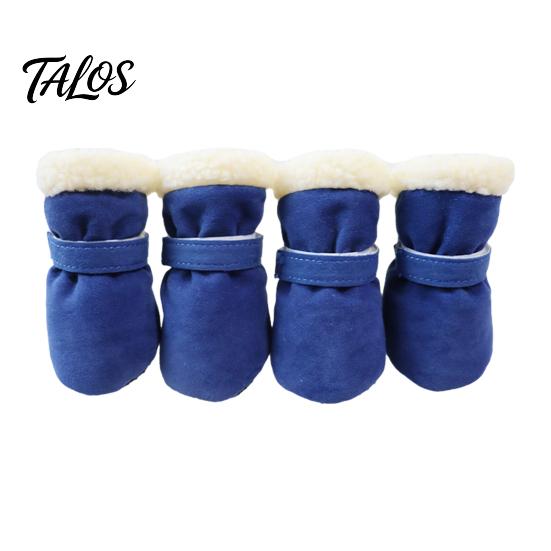 Adjustable Hook And Loop Dog Booties 4Pcs Winter Booties, Fleece Lined Snow Boots, Warm Breathable Shoes Paw Protectors with Non-slip Soles