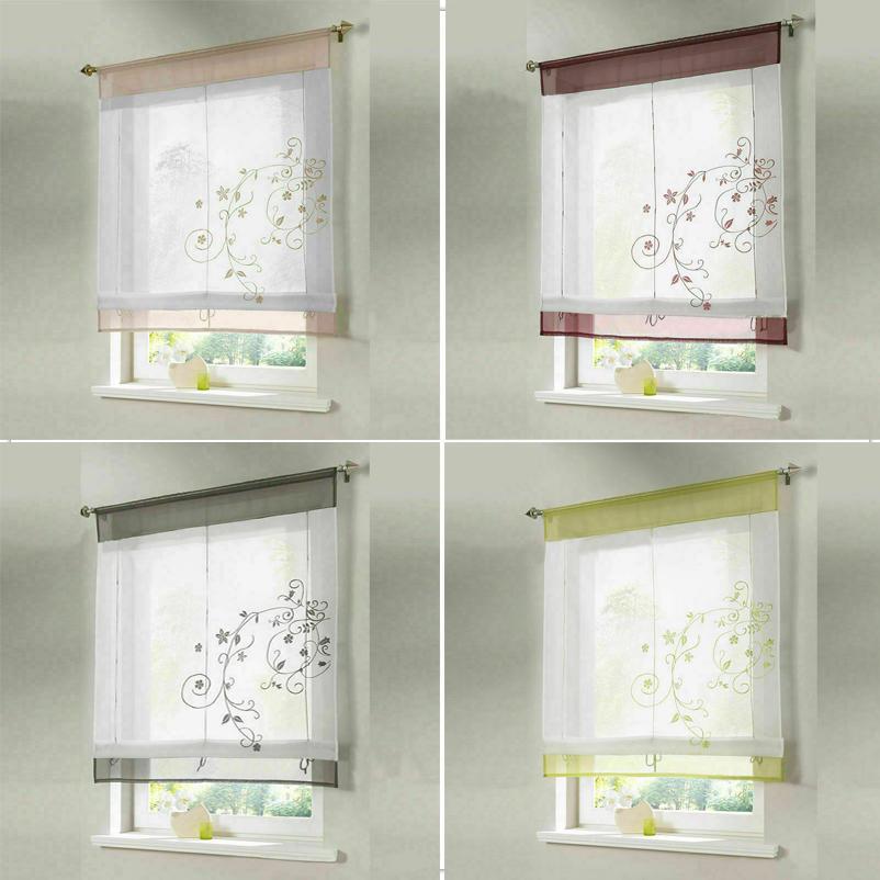 Вуаль Вышивка Панель Готовые Кухни Сетчатые Шторы Оконные Шторы Римские Жалюзи Декор