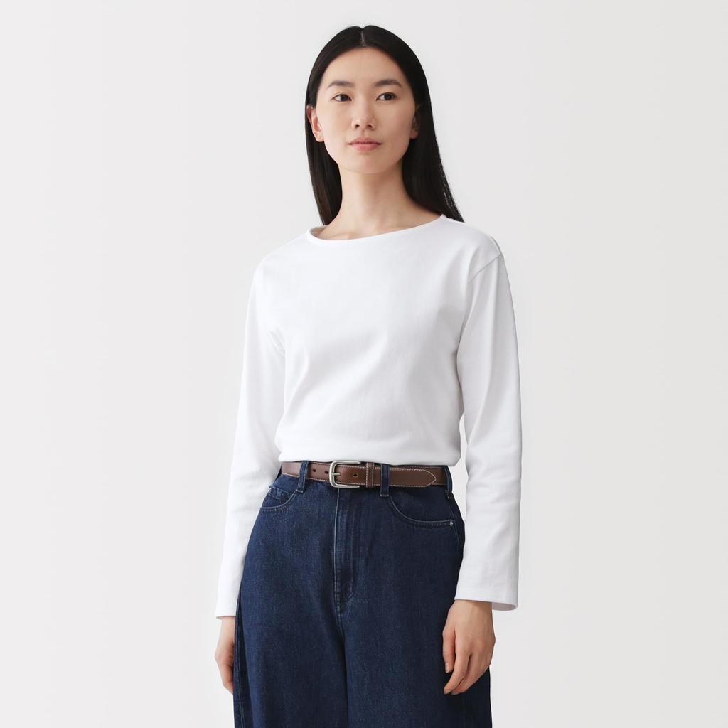 MUJI Регулируемый ремень из кожи растительного дубления, Средняя ширина прошивки, Унисекс, Взрослый, EHB28A6S, Темно-коричневый, Общая длина 115 см