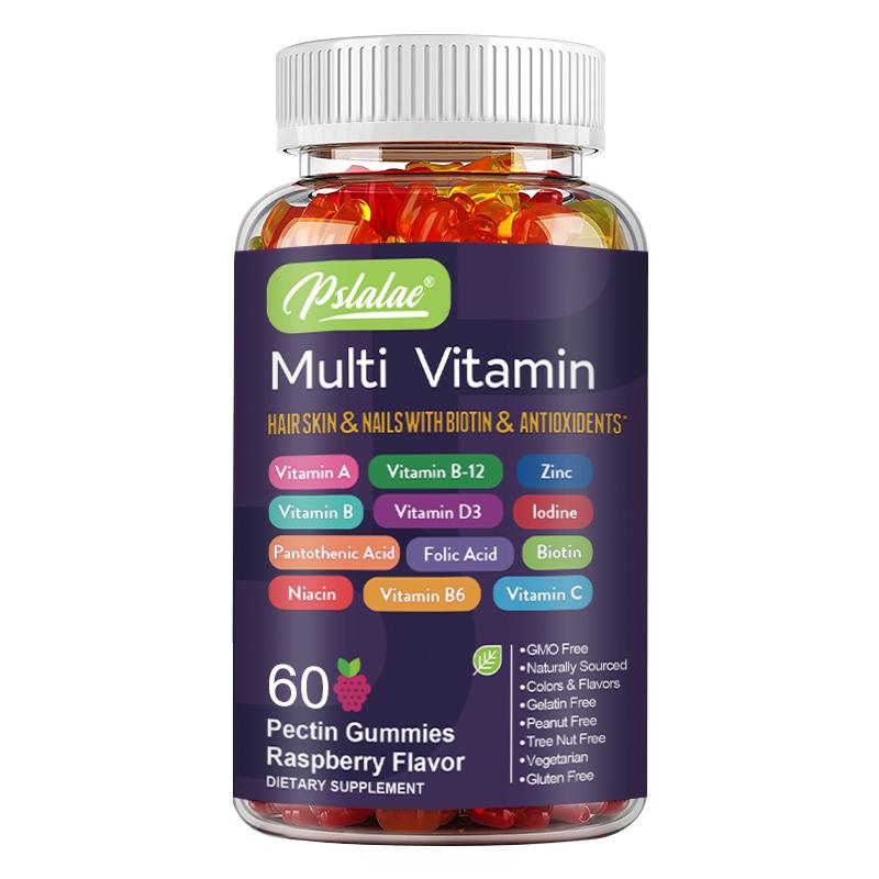 Biotin gummies, containing a mixture of vitamin B6, zinc, and iodine, 100 gummies, suitable for adults.