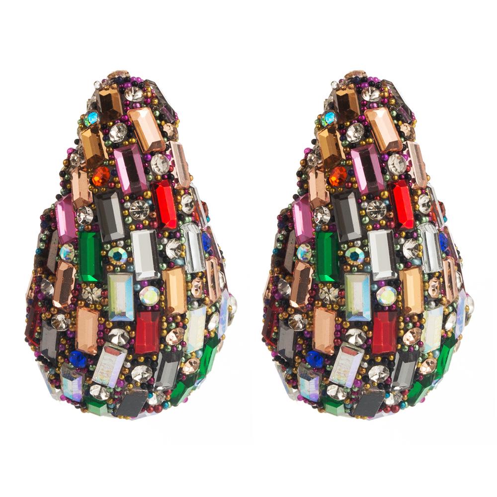 Teardrop Crystal Earrings: Colorful, Diamond-Studded, Luxury Fashion Studs