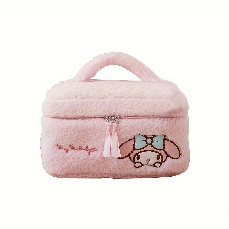 MINISO Плюшевая сумка-органайзер для косметики с мишкой Тедди, большая вместимость, мультяшная шикарная мягкая дорожная косметичка, высококачественная текстура, с застежкой-молнией