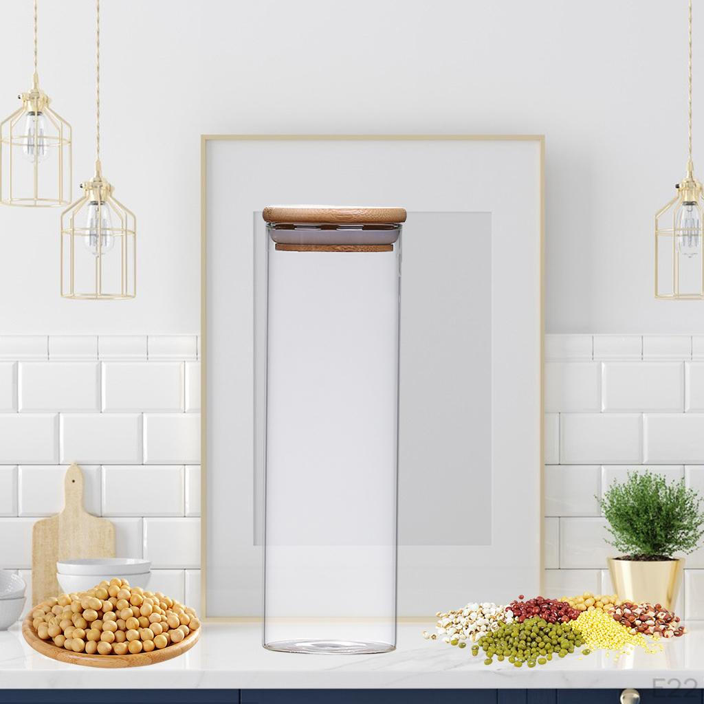 Банка с герметичной бамбуковой крышкой Контейнер для хранения продуктов Кухонный инструмент Штабелируемая Конфеты Специи Рис