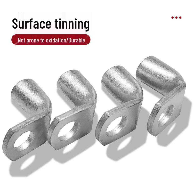 90-Degree Copper Lug Terminal: Right-Angle, Cold-Pressed, High-Current, L-Type, Copper Connector