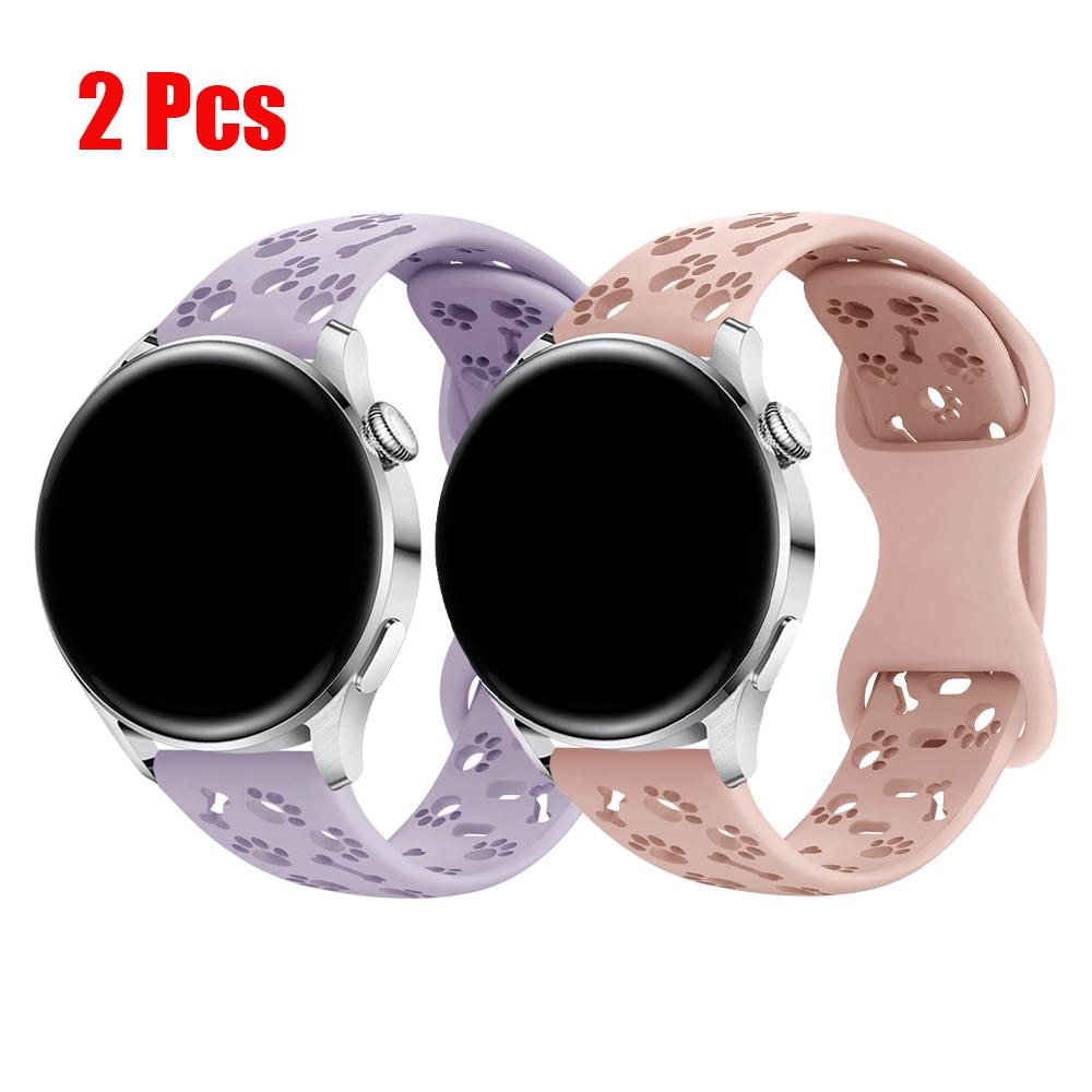 2 шт. Ремешки для Samsung Galaxy watch 4/5/6/7 Гравировка Лапа Собаки Браслет Correa Ремешок Пояс для HUAWEI watch GT 4/5/6/Pro