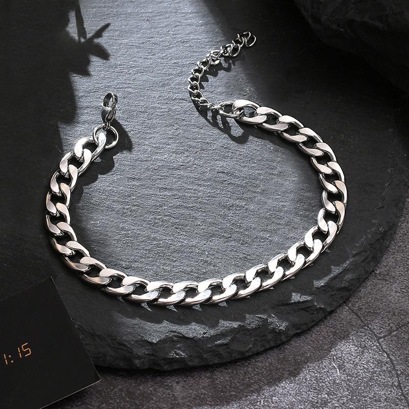 Унисекс браслет-цепочка из титановой стали с кубинским мотивом — не выцветает, простой и модный в стиле хип-хоп для пар