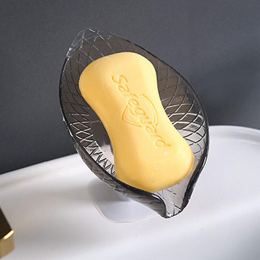 Soap Dish Holder Leaf-Shape Self Draining Soap Bar Holder No Punched Soap Rack