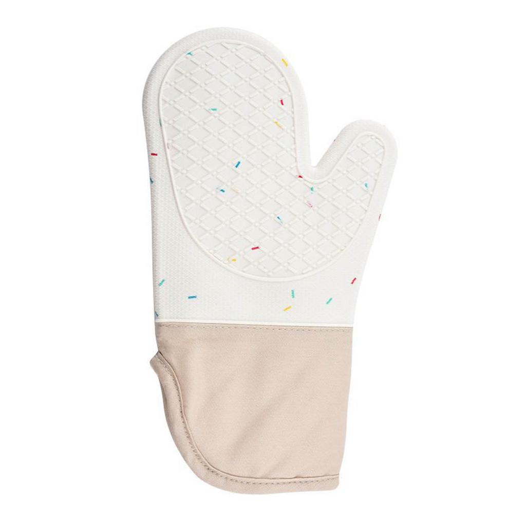 Силиконовые перчатки с хлопковой подкладкой и разноцветными точками, скошенными манжетами, двойные, пригодные для микроволновой печи, пригодные для духовки, для кухни, выпечки, гриля и не-.