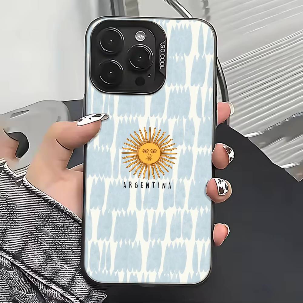 Флаг поддержки футбола Аргентины Чехол для телефона Для iPhone 17,16,15,14,13,12,11 Plus,Pro Max,XS,Цветной Посеребренный Внутренний Чехол