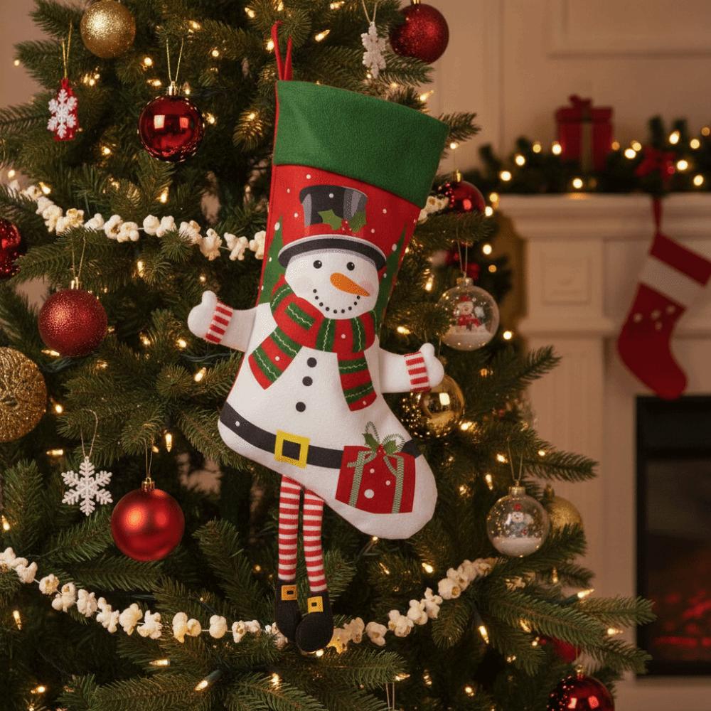 Cartoon Large Christmas Stockings Cute Christmas Tree Ornaments Candy Gift Bags Xmas Tree Pendants