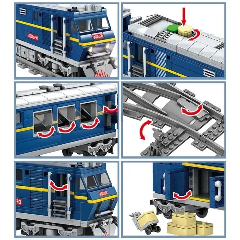 Городской технический силовой агрегат дизельный грузовой поезд с рельсами набор моделей строительные блоки игрушки кирпичи для взрослых мальчиков детей подарок на день рождения