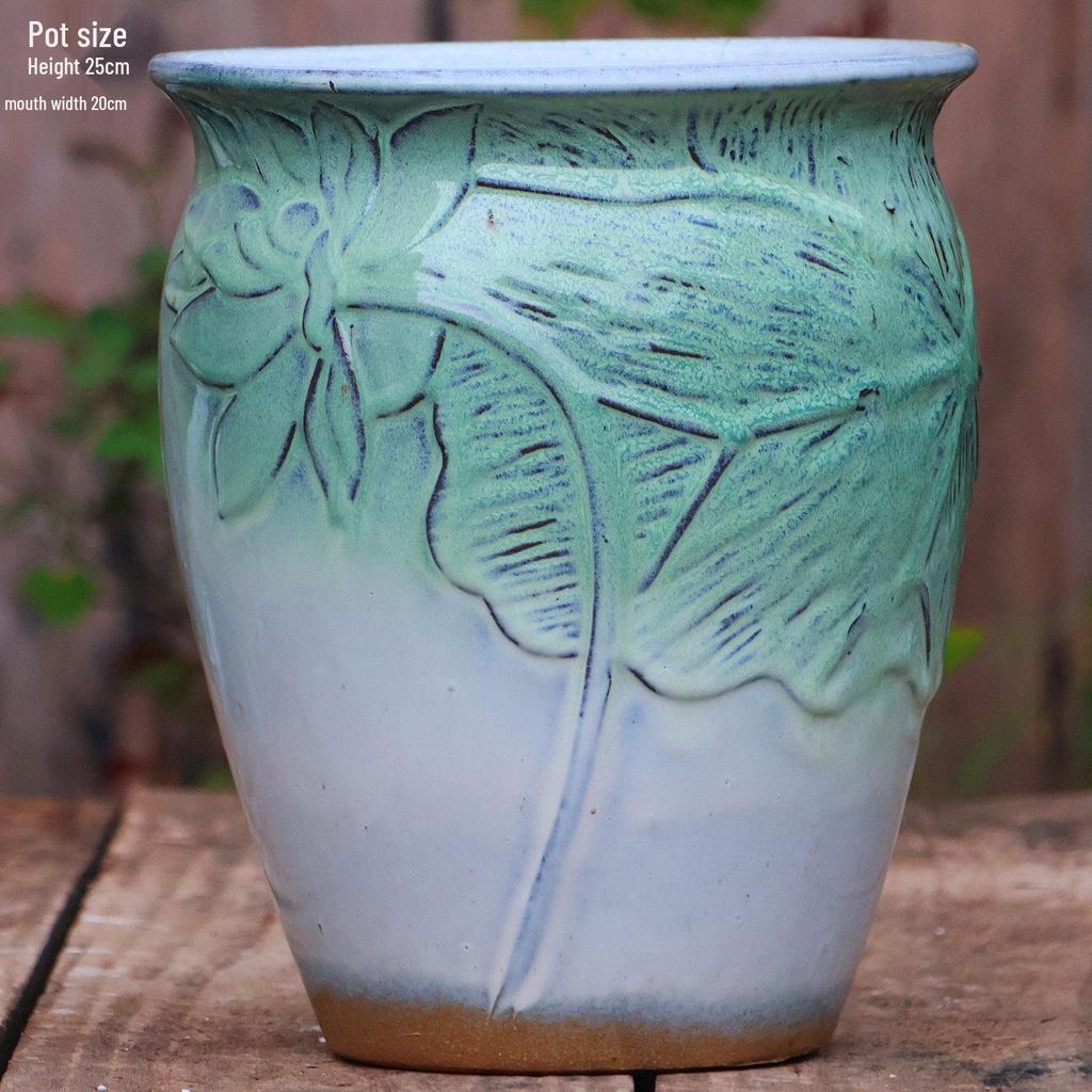 Extra Large Ceramic Pottery Flower Pot for Indoor Green Plants, Coarse Pot Ideal for Monstera and Other Large Plants