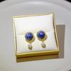 French Colored Gemstone Earrings, Medieval Light Luxury Temperament Glass Stud Earrings, Wind Earrings.