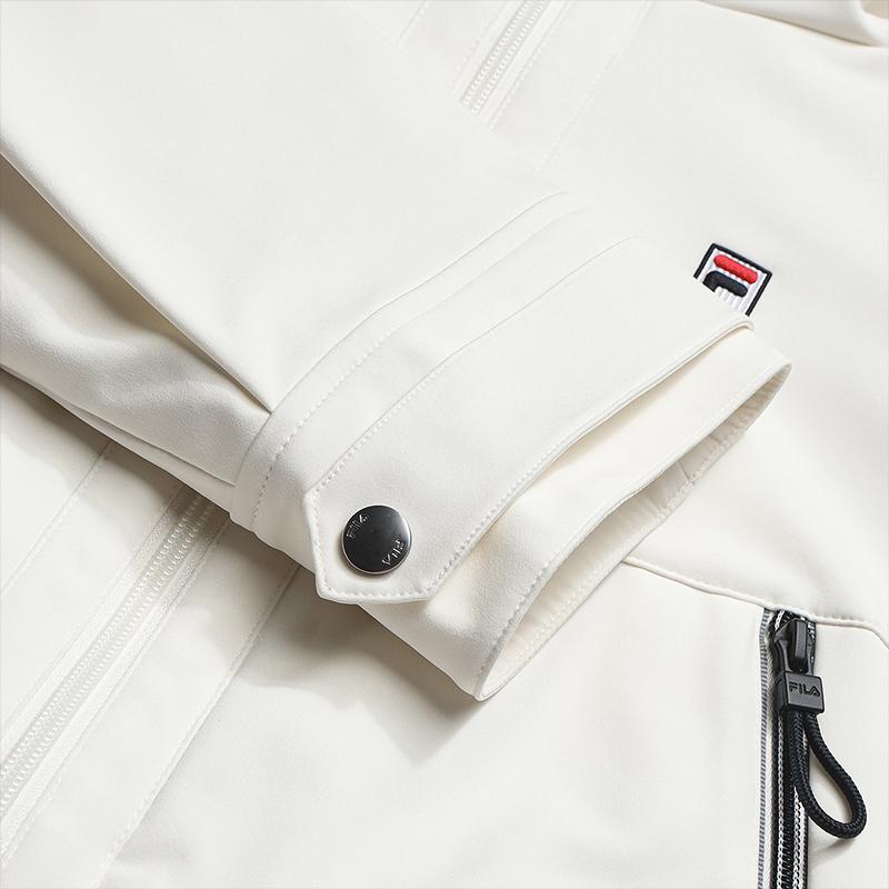 Fila Классическая, простая, модная, спортивная, повседневная, универсальная, теплая, с капюшоном, свободная, тканая куртка для женщин, цвет «Облако-грибной», белый, F11W618706FWT