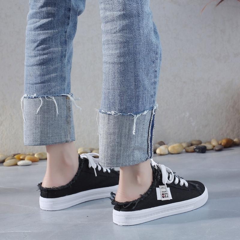 New 2024 Spring Summer Women Canvas Shoes Flat Sneakers Women Casual Shoes Low Upper Lace Up White Shoes Zapatos Para Mujer