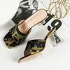 Летние модные леопардовые туфли на толстом каблуке с прозрачным носком, повседневные женские босоножки на высоком каблуке с квадратным носком