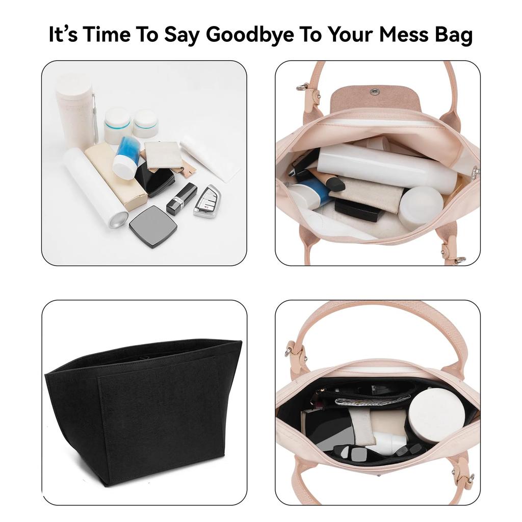 Felt Insert Bag Fits For Handbag Liner Bag Felt Cloth Makeup Bag Support Travel Portable Insert Purse Organizer