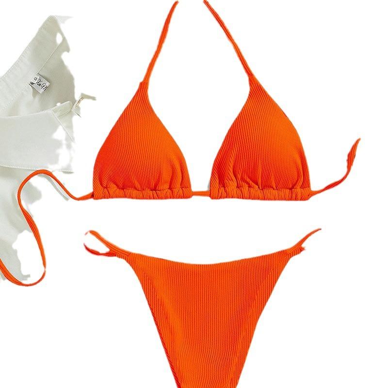 2025 Европейский и Американский Сексуальный Купальник со Шнуровкой и Шеей, Женский Модный Многоцветный Раздельный Купальник