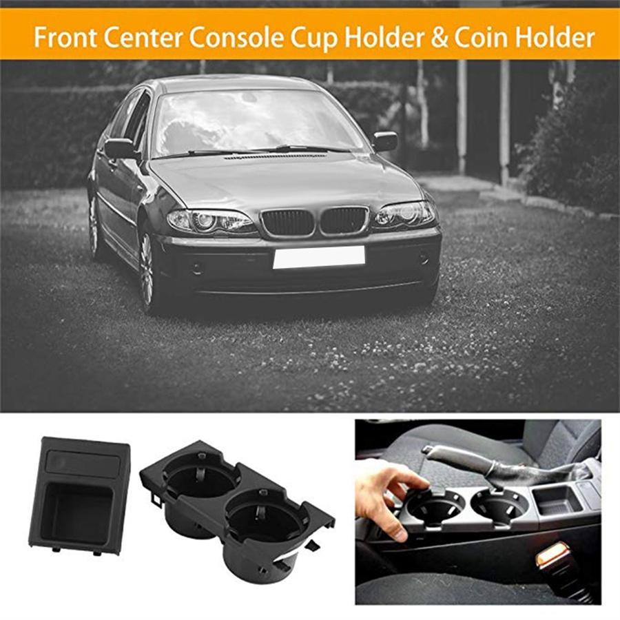 For BMW E46 Black Front Center Console Drink Cup Holder Storing Box 51168217953