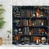 Винтажная Библиотечная Шторка для Душа Череп Свечи Старые Книги Книжная Полка Кот Растение Мультяшный Дом Полиэстеровая Ткань Декор Ванной Комнаты Занавески