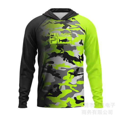Pelagic fishing clothing summer camouflage sunscreen clothing breathable hooded fishing sportswear quick-drying T-shirt available
