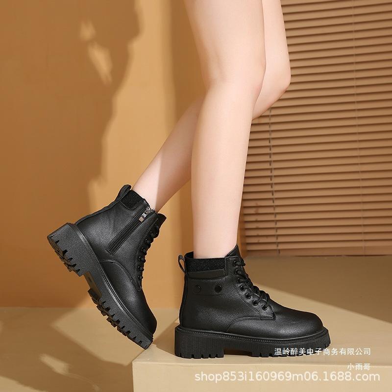 Женские зимние теплые меховые ботинки большого размера, утолщенные, на толстой подошве, ботильоны, нескользящие, для пешего туризма, спортивные ботинки Мартин