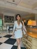 Chic European & American Women's White Long-Sleeve Dress Suit