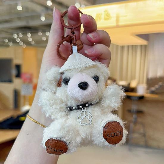Cartoon Bear Keychain Plush Lovely Hats Bear Doll Cute Animal Pendant Grab Machine Hang Bag Daily Accessories
