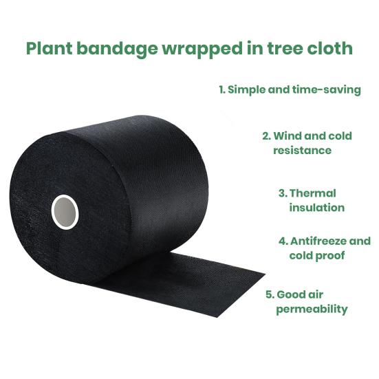 1 рулон черного защитного бинта для ствола дерева, ширина 3,9 дюйма, дышащая защитная пленка для ствола дерева для предотвращения повреждений, сохраняющая растения в тепле
