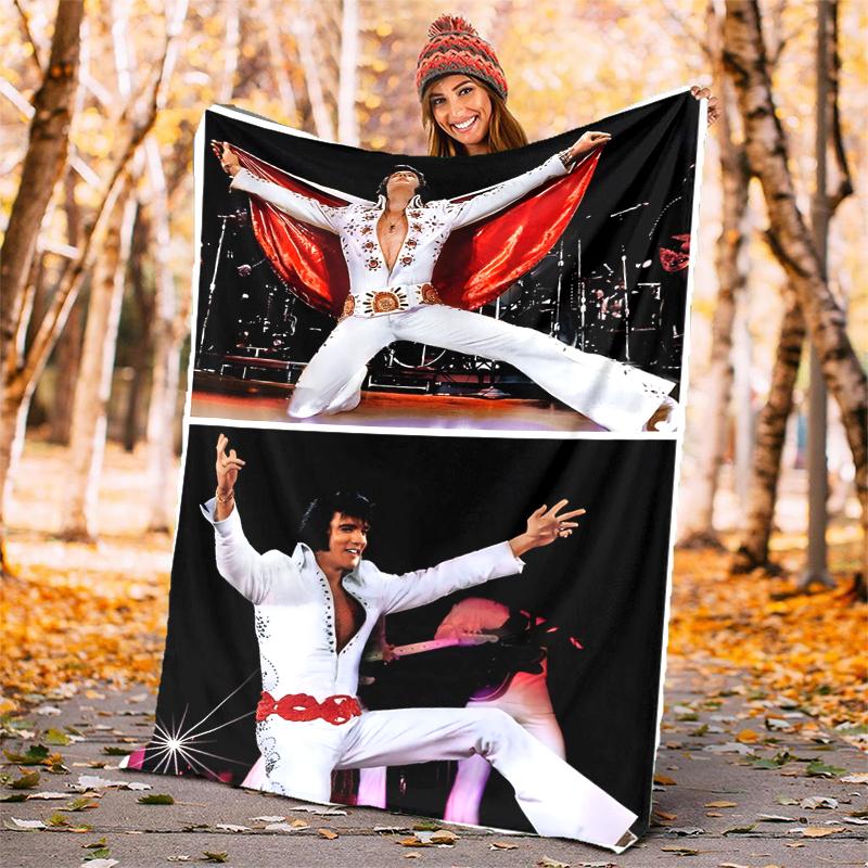 Elvis Flannel Blanket Soft All-Season Throw, Design for Camping, Car Travel, Hiking Sofa, Bed, Office Perfect Gift for Parties