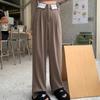 Fashion Solid Casual Loose Wide Leg Pants Women Slim Fit Straight Elegant Office Ladies Trousers High Waist Simple Pockets Female Pants Capris 25623